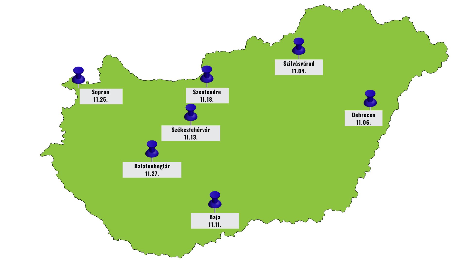 2025 Roadshow térkép 2025 Roadshow térkép